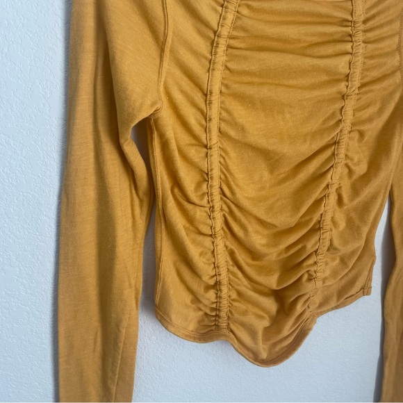 Free People We The Free Stella Mustard Square Neck Long Sleeve Top S - Picture 6 of 8